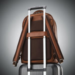 Samsonite Classic Leather Backpack 15.6" in Cognac rear view