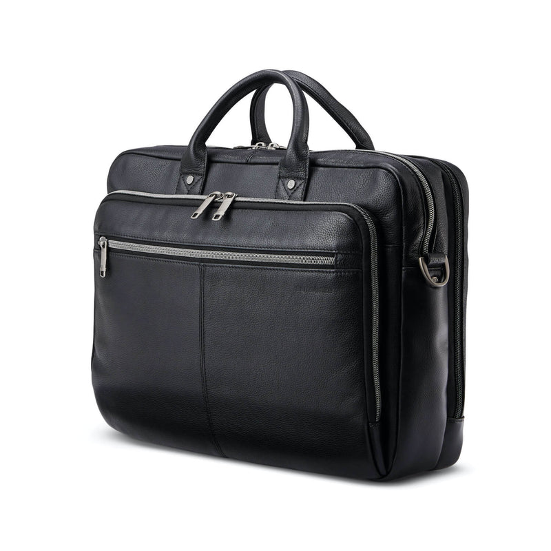 Samsonite Classic Leather Toploader 15.6" in Black front view
