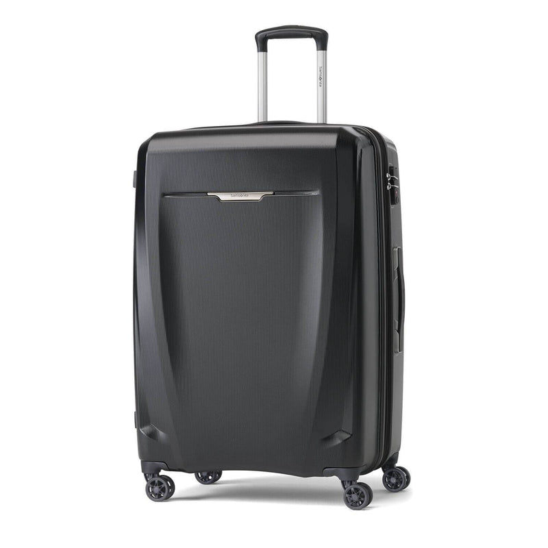 Samsonite Pursuit DLX Plus Spinner Large Expandable in Black front view