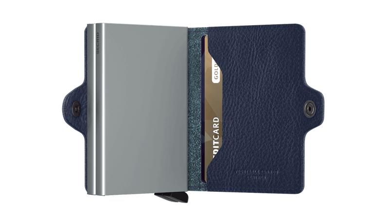 Secrid Wallets Twinwallet Vegetable Tanned in colour Navy Silver - Forero's Bags and Luggage Vancouver Richmond