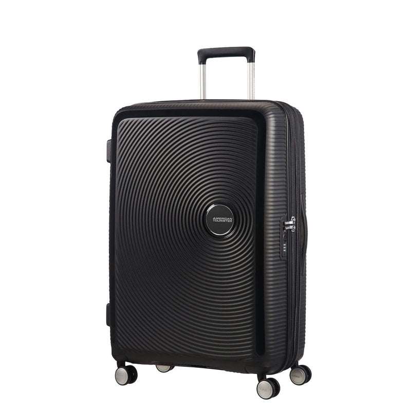 Front of bass black American Tourister Large Spinner
