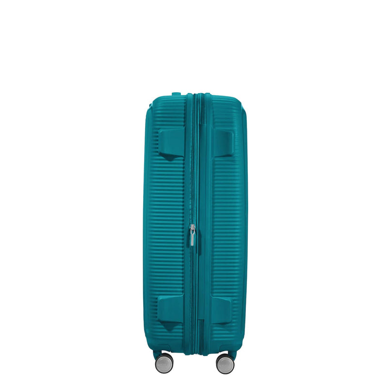 Side of jade green American Tourister Large Spinner