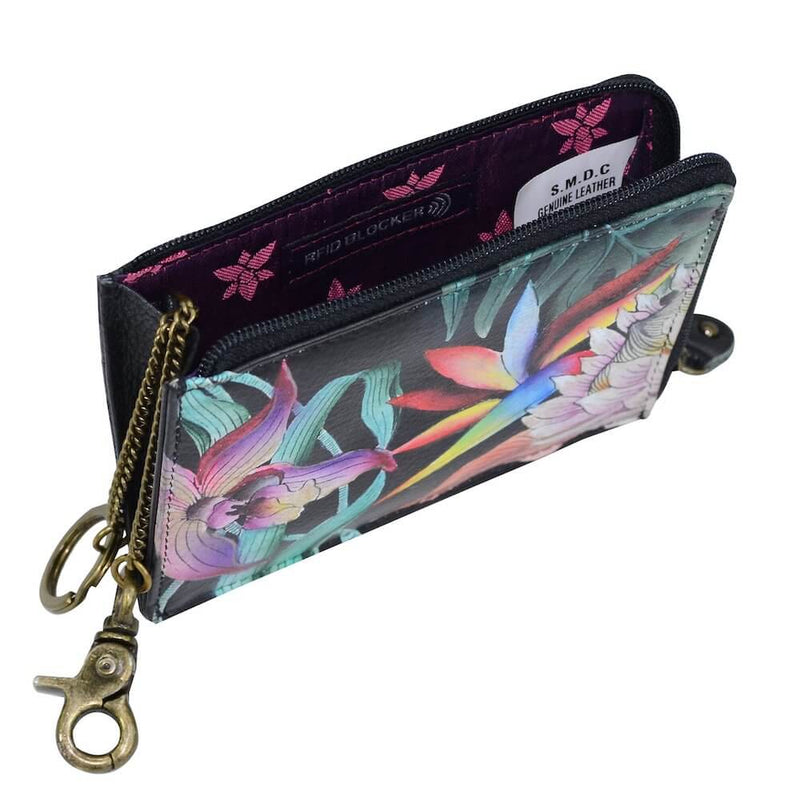 Anuschka Hand Painted Leather Key Zip Case in Island Escape top