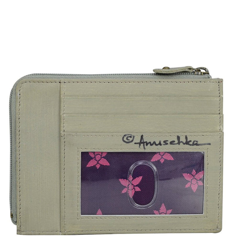 Anuschka Hand Painted Leather Key Zip Case in Regal Peacock back