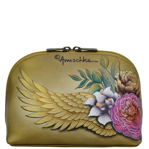 Anuschka Hand Painted Leather Large Cosmetic Pouch in Angel Wings back