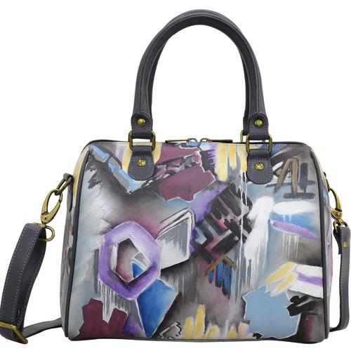 Anuschka Hand Painted Leather Zip Around Classic Satchel in Urban Jungle front