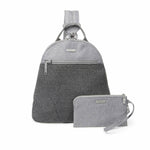 aBaggallini Anti-Theft Convertible Backpack in Stone front