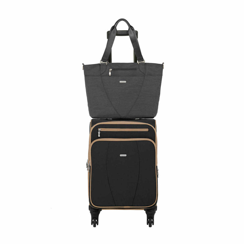 Baggallini Avenue Tote in Charcoal on carry-on