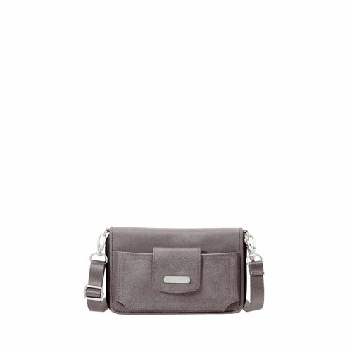 Baggallini RFID Phone Wallet Crossbody in Sterling Shimmer front