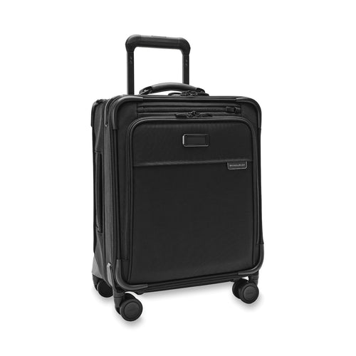 Front of black Briggs & Riley Baseline Compact Carry-On Spinner