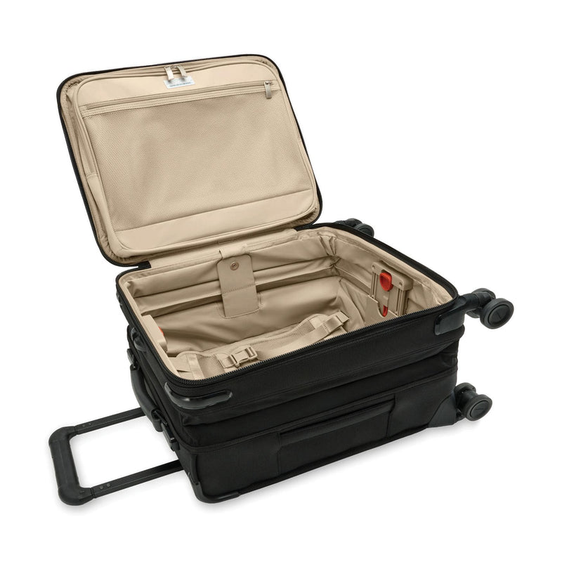 Inside of black Briggs & Riley Baseline Compact Carry-On Spinner