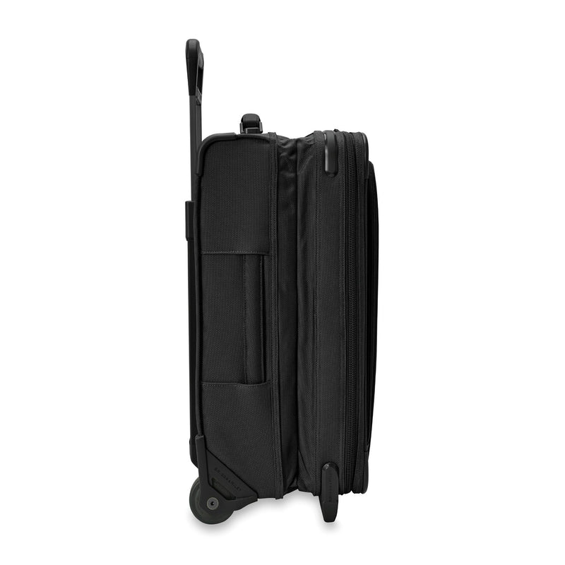 Expanded side of black Briggs & Riley Baseline Essential 2-Wheel Carry-On
