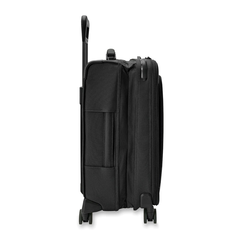 Expanded black Briggs & Riley Baseline Essential Carry-On Spinner