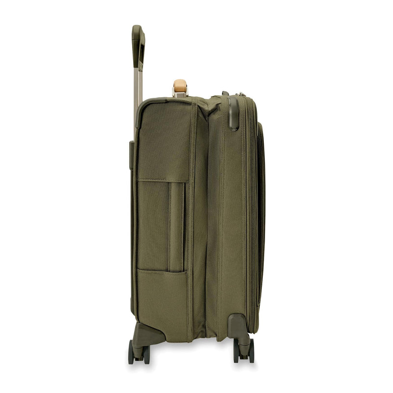 Expanded olive Briggs & Riley Baseline Essential Carry-On Spinner