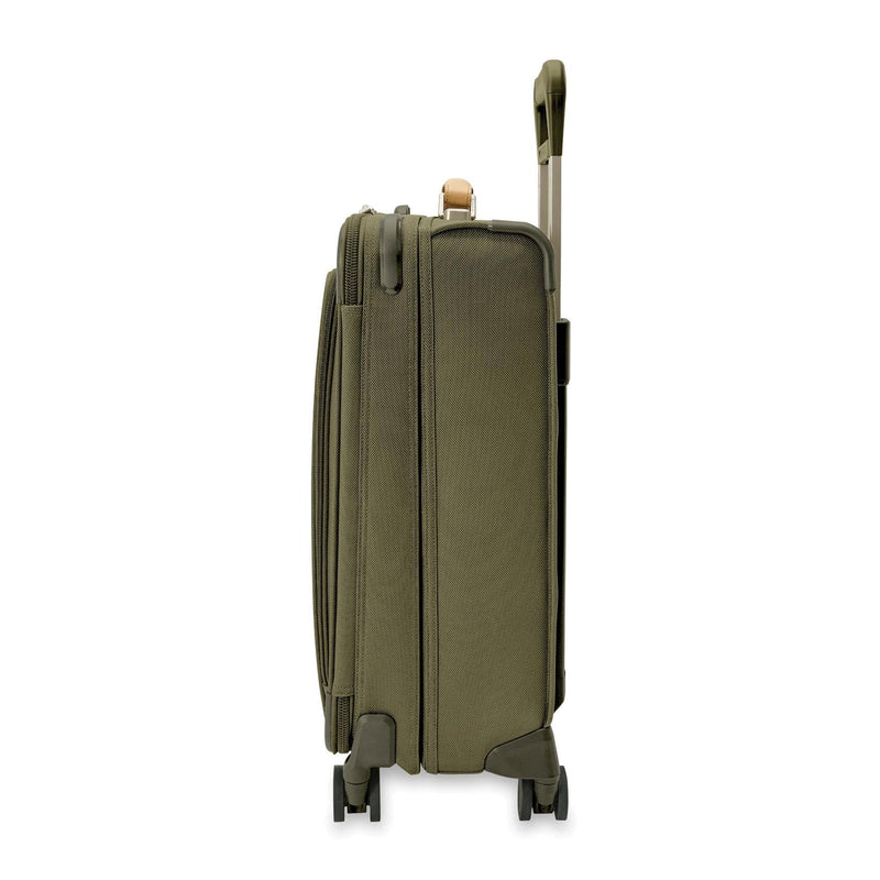 Side of olive Briggs & Riley Baseline Essential Carry-On Spinner