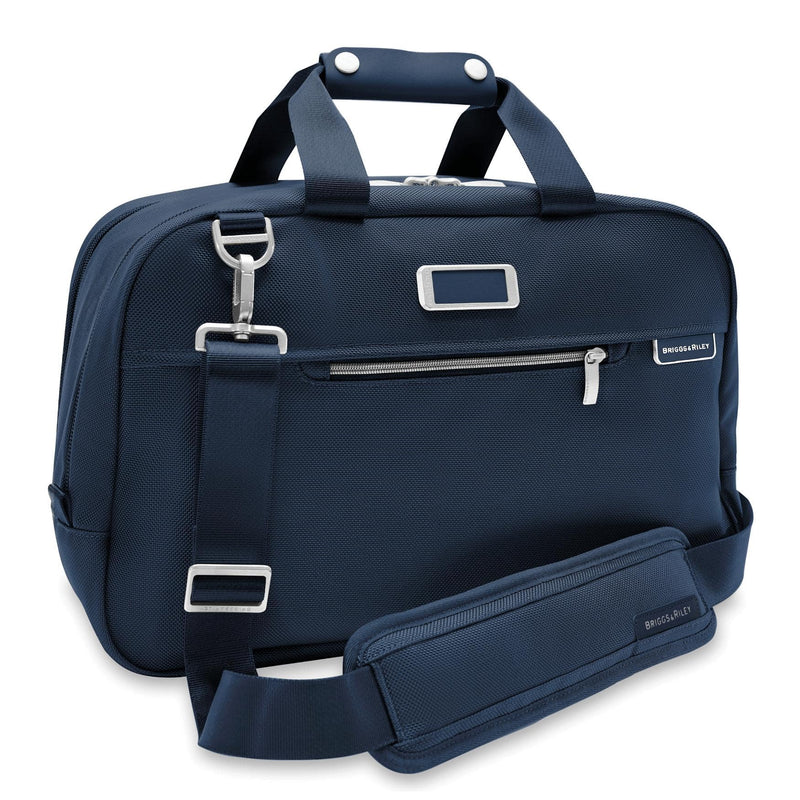 Front of navy Briggs & Riley Baseline Executive Travel Duffle