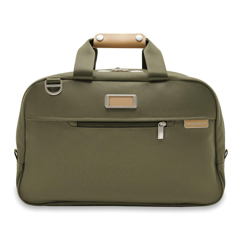 Front of olive Briggs & Riley Baseline Executive Travel Duffle