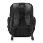 Back of black Briggs & Riley Baseline Traveler Backpack