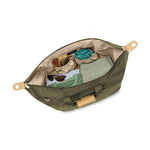 Inside of olive Briggs & Riley Baseline Weekender Duffle