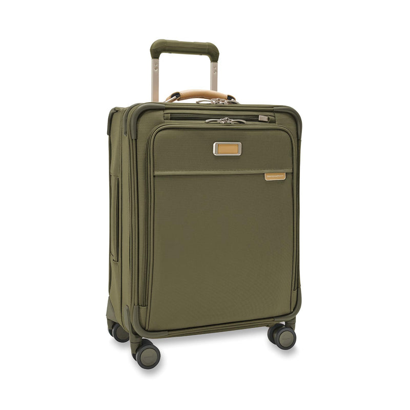 Front of olive Briggs & Riley Baseline Global Carry-On Spinner