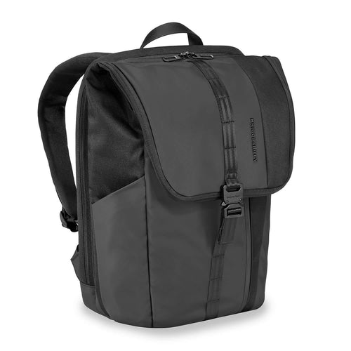 Briggs & Riley Delve Large Fold-Over Backpack in Black side view