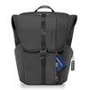 Briggs & Riley Delve Large Fold-Over Backpack in Black front pocket