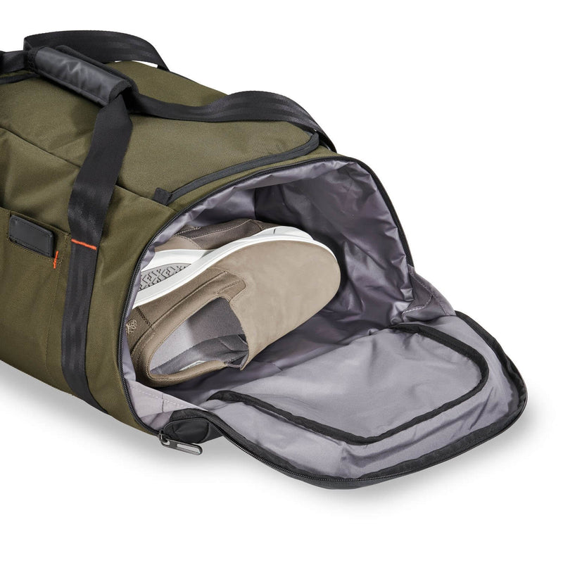 Briggs & Riley ZDX Large Travel Duffle in Hunter side pocket