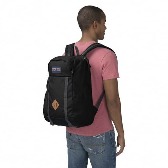 JanSport Foxhole Backpack in Black on model