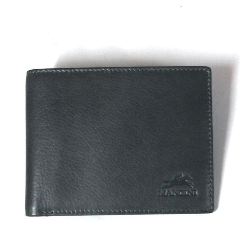 Mancini RFID Leather Billfold with ID window in grey front