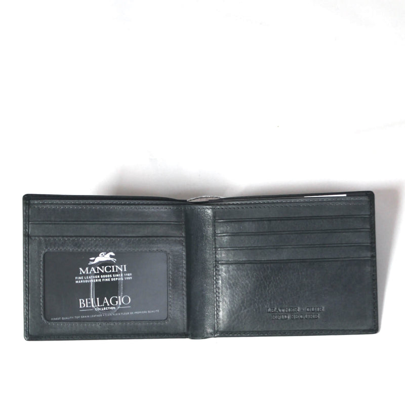 Mancini RFID Leather Billfold with ID window in grey inside