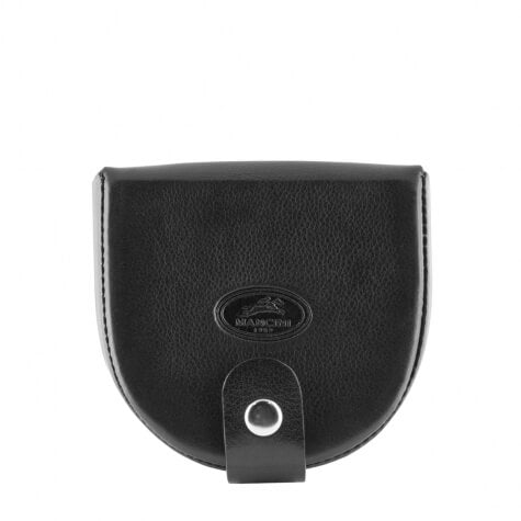 Mancini Classic Leather Coin Purse in Black front