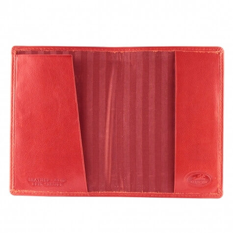 Mancini RFID Leather Passport Cover in Red inside