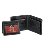 Mancini RFID Men's Leather Wallet with Removable Passcase and Coin Pocket in Black inside