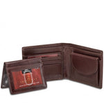 Mancini RFID Men's Leather Wallet with Removable Passcase and Coin Pocket in Brown inside