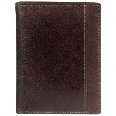 Manciini RFID Leather Men's Vertical Wing Wallet in Brown front
