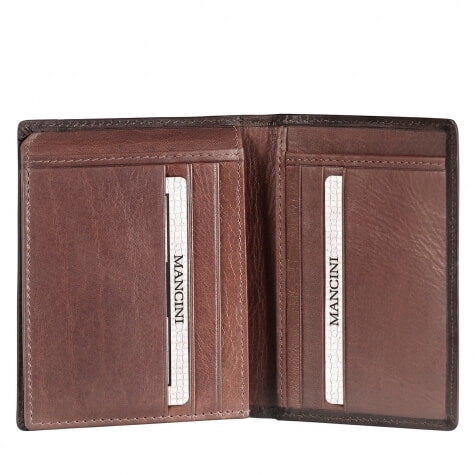 Manciini RFID Leather Men's Vertical Wing Wallet in Brown inside