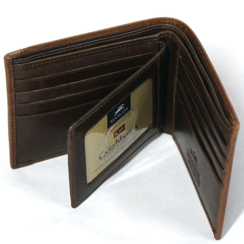 Mancin RFID Wallet with Removable Passcase in Cognac inside