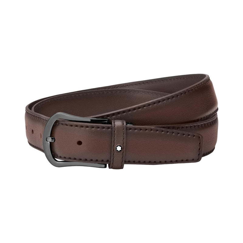 Montblanc 35mm Leather Belt in brown rolled