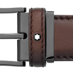 Montblanc 35mm Leather Belt in brown buckle