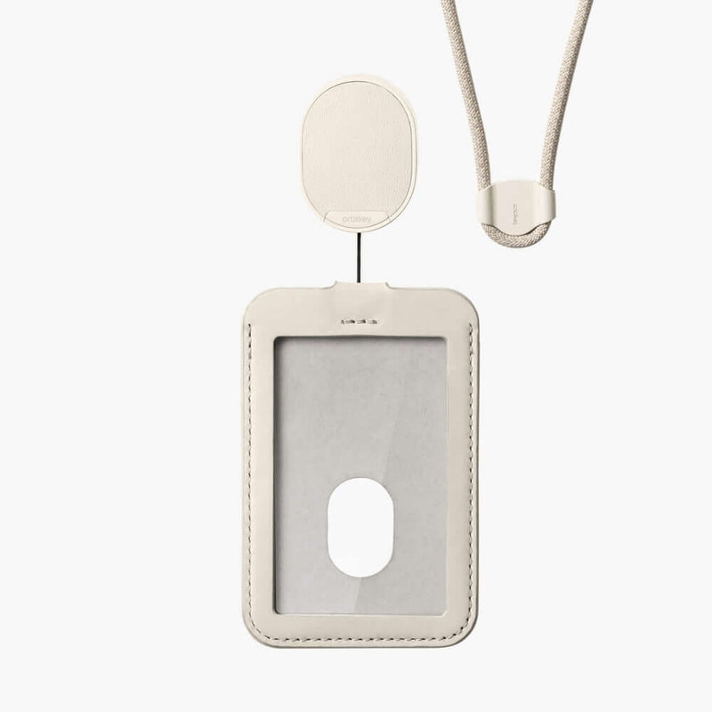 Orbitkey ID Card Holder with Lanyard in Stone detached