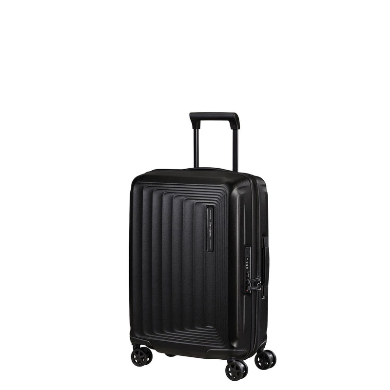 Front of matte graphite Samsonite Nuon Spinner Carry-on Expandable