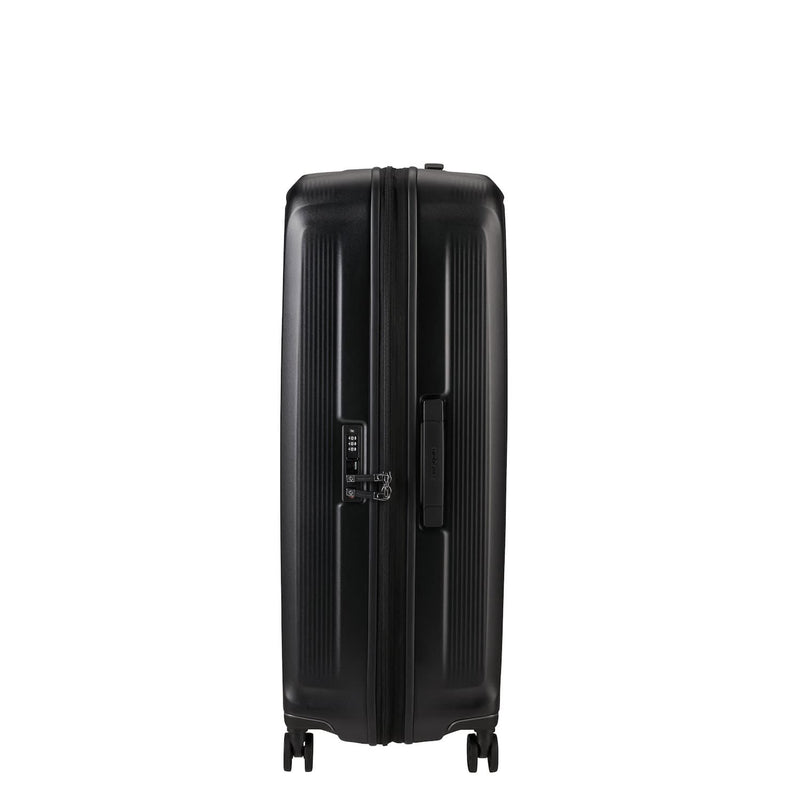 Side of matte graphite Samsonite Nuon Spinner Large Expandable