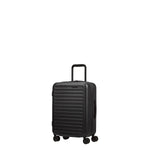 Front of black Samsonite Stackd Spinner Carry-on Expandable