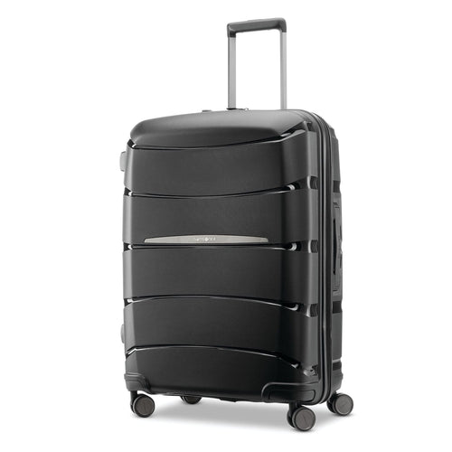 Front of midnight black Samsonite Outline Pro Medium Spinner