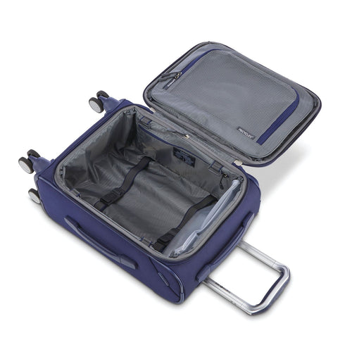 Inside of iris blue Samsonite Ascentra Spinner Carry-On