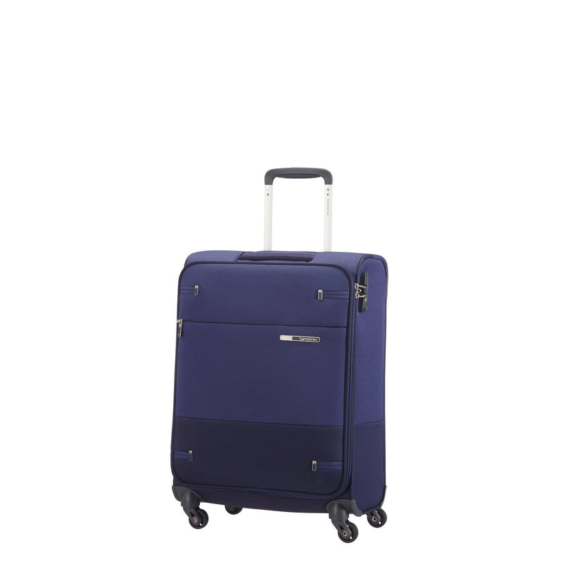 Front of blue Samsonite Base Boost Carry-On