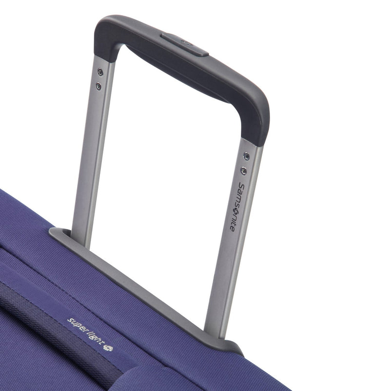 Pull handle of blue Samsonite Base Boost Carry-On