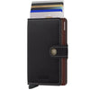 aSecrid Miniwallet Saffiano in Brown cards up