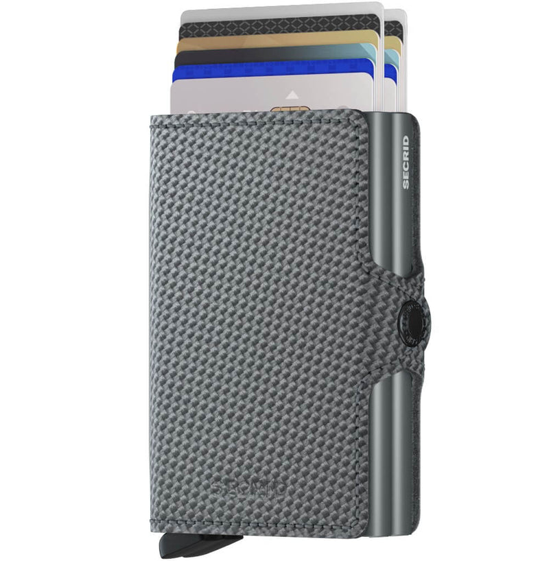 Secrid Twinwallet Carbon in Cool Grey cards up