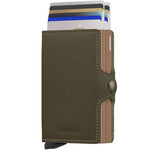 Secrid Twinwallet Saffiano in Olive cards up